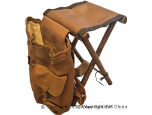 Wooden and leather backpack stool