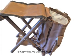 Wooden and leather backpack stool