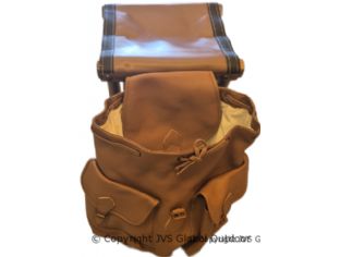 Wooden and leather backpack stool